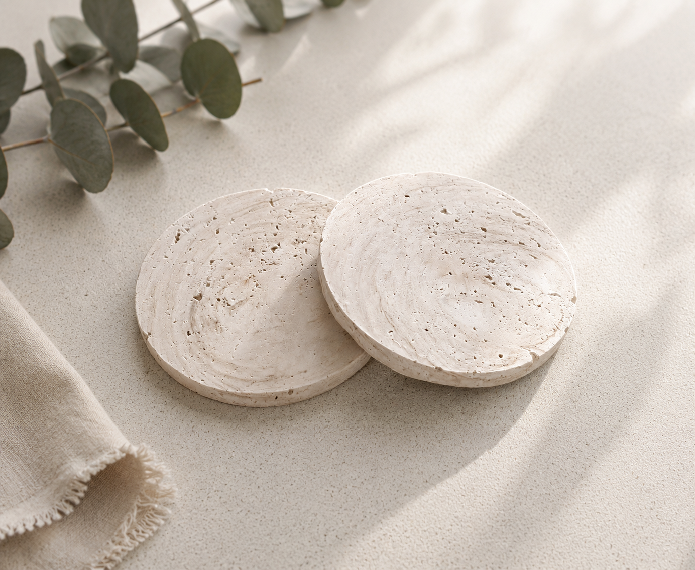 Travertine Coaster Duo