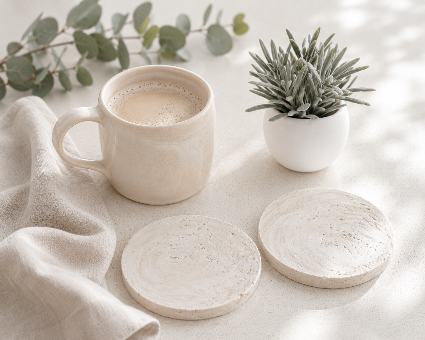 Travertine Coaster Duo