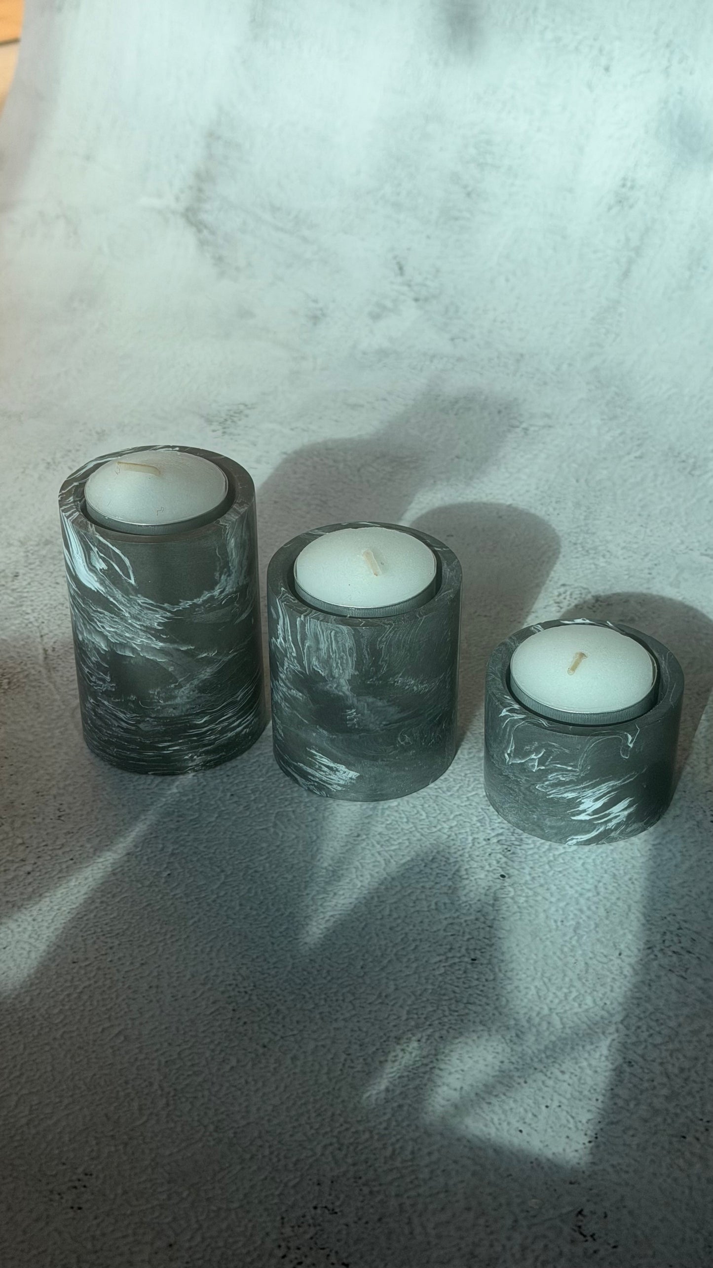 Black Marble Tea Light Set