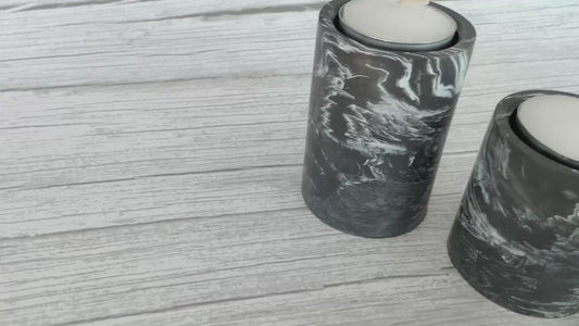 Black Marble Tea Light Set